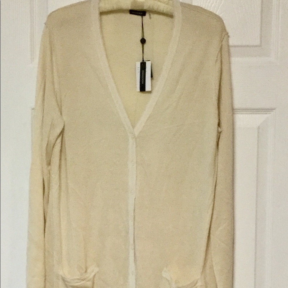 Magaschoni Ivory Silk/Cashmere XL Cardigan